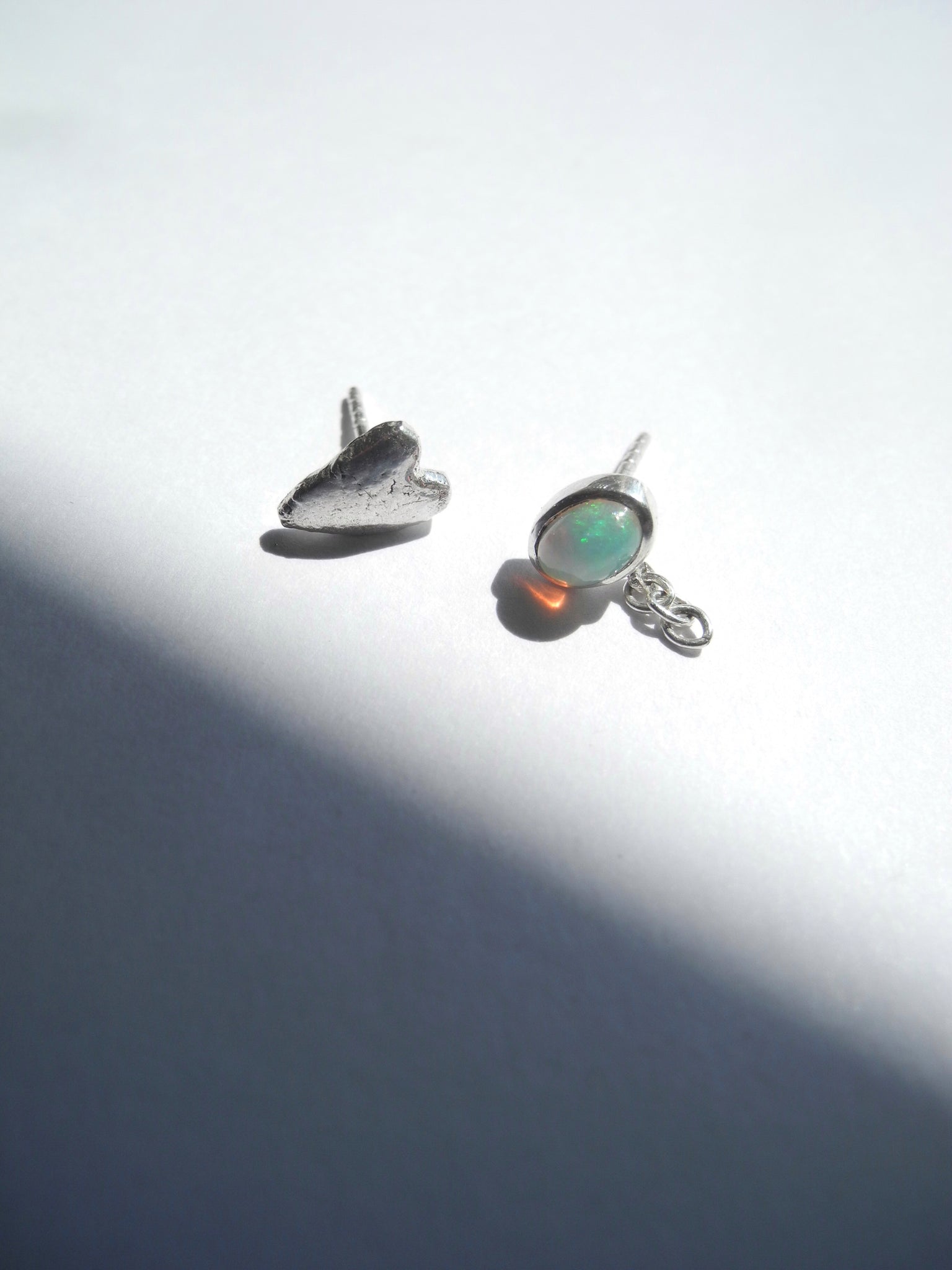 Heart and Opal Studs