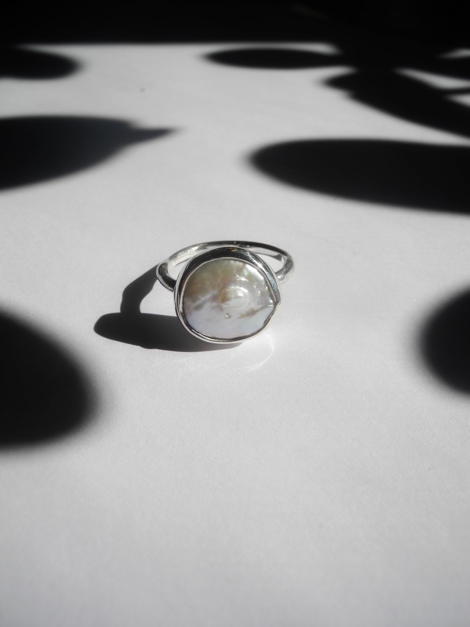 Pearl Moon Coin Ring